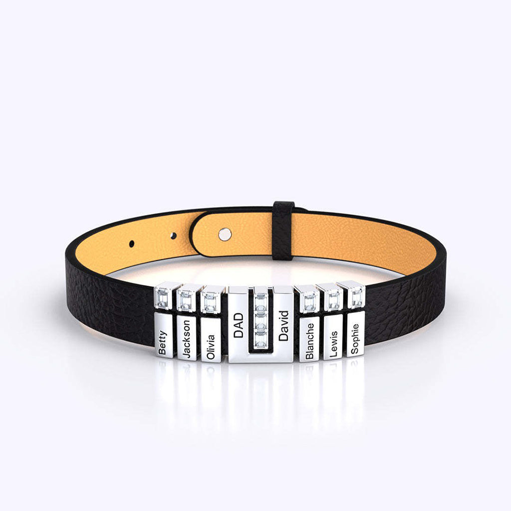 Dad's Bracelet With Charms - Personalized Father Men's Bracelet With Charms