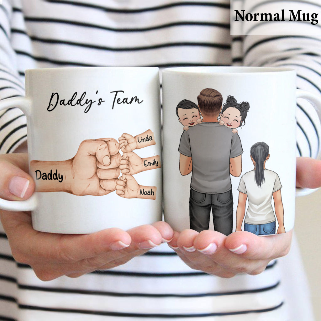 Daddy's Team Fist Bump To Us You Are The World - Personalized Father Mug