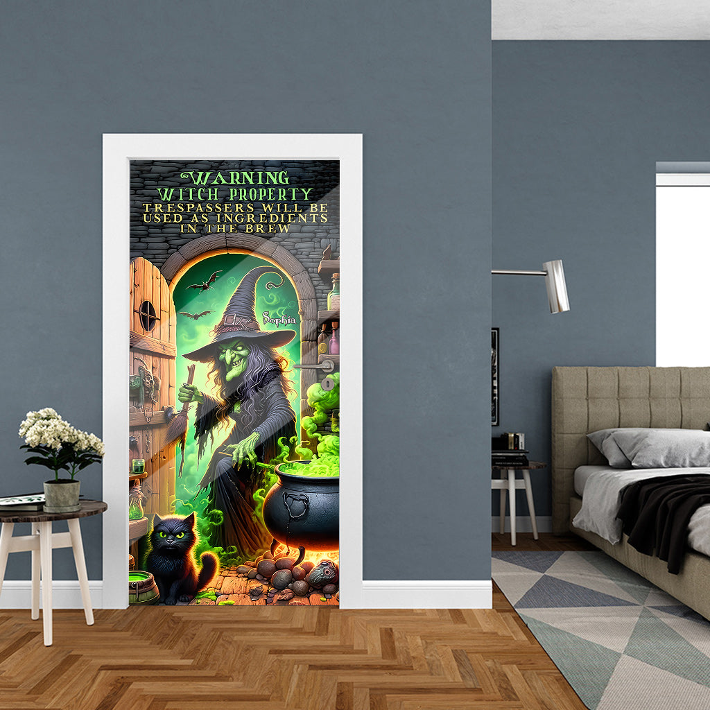Warning Witch Property - Personalized Witch Door Sticker