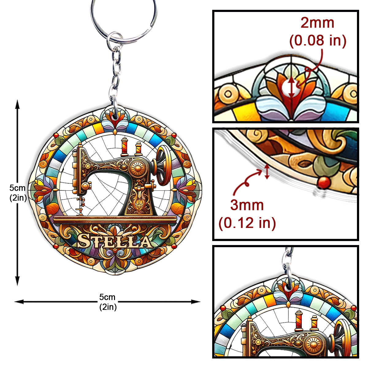 Colorful Sewing Machine - Personalized Sewing Keychain