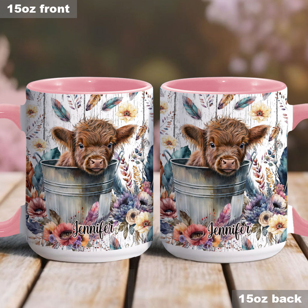 Baby Highland Cow Western Style - Personalized Accent Mug