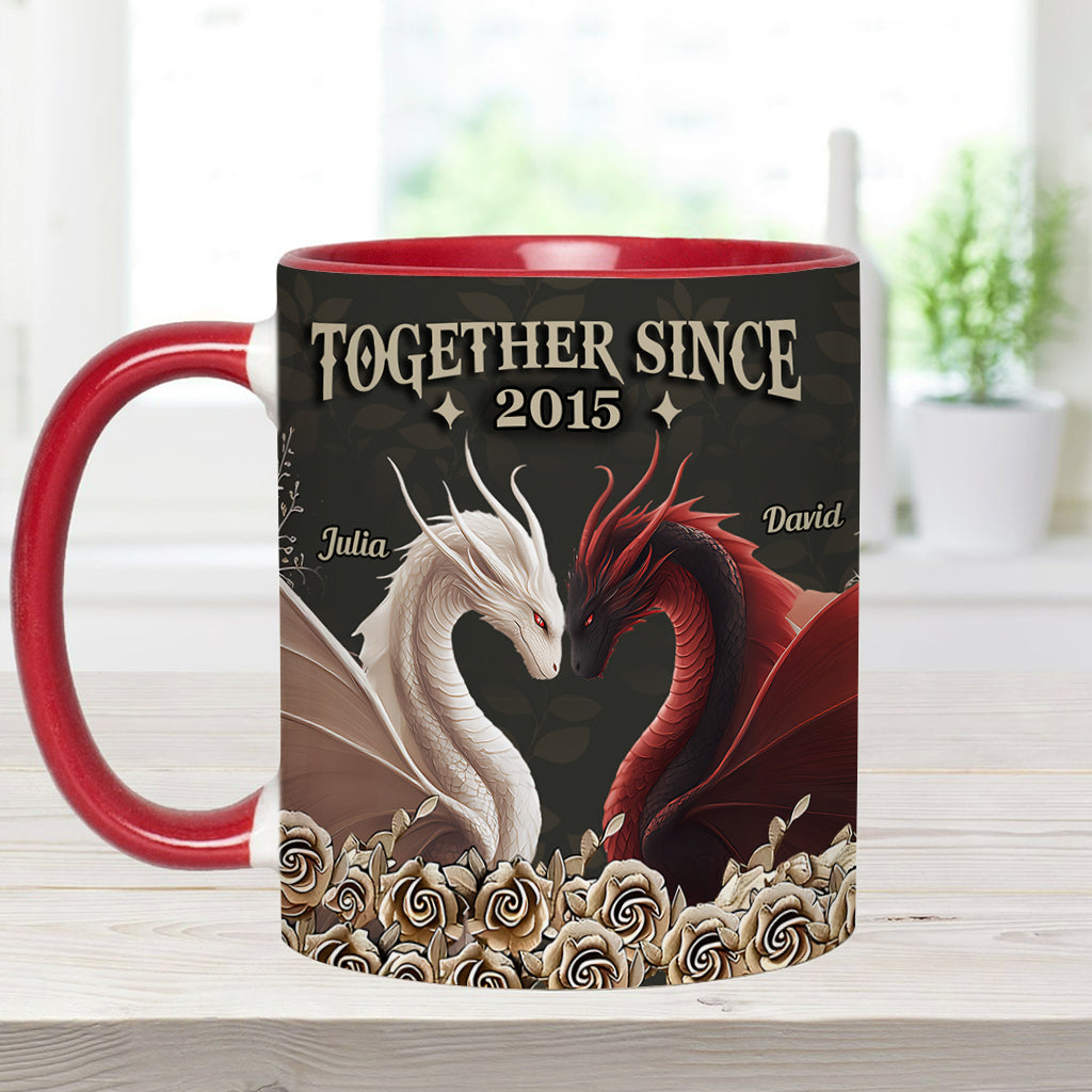 Mug personnalisé « De notre premier baiser » avec motif dragon