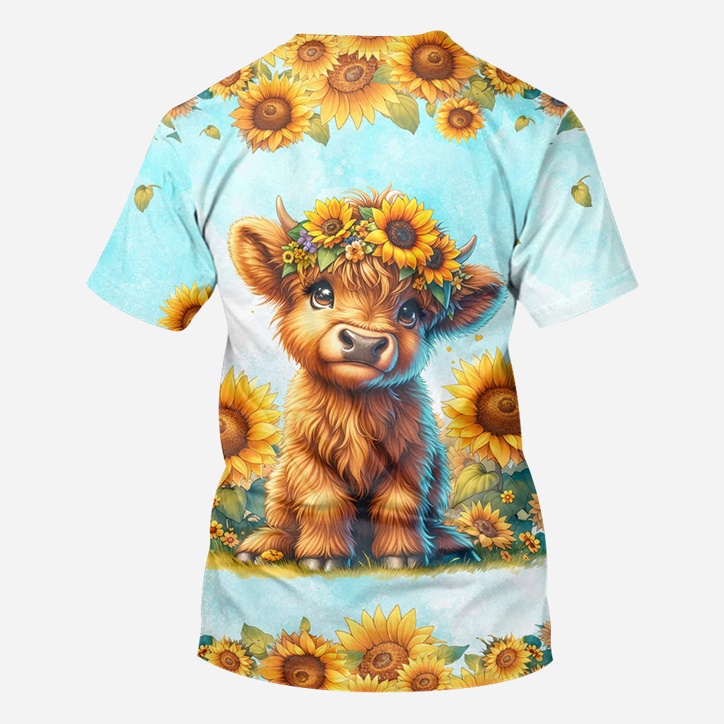 Love Being Called Grandma Highland Cow Sunflower - Personalized All Over Shirt