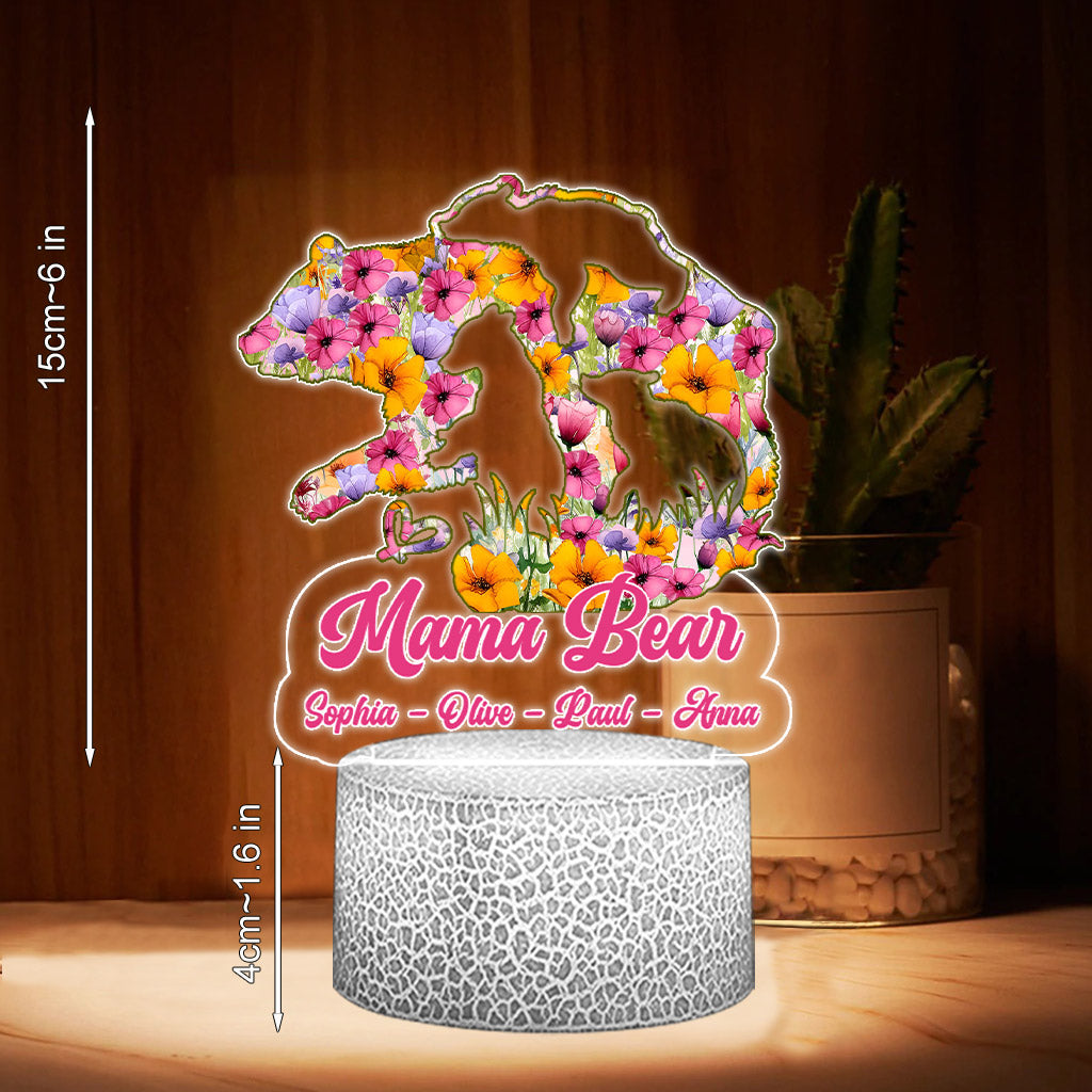 Mama Bear - Personalized Mother Shaped Plaque Light Base