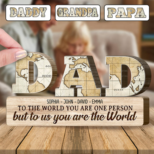 You Are Our World - Personalized Father Shaped Wooden Puzzle