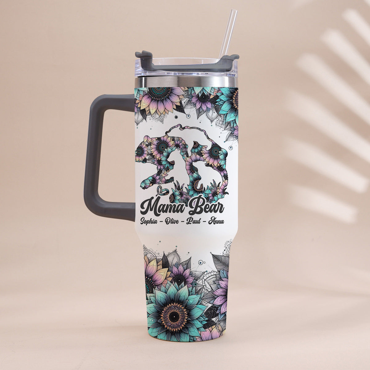 Mama Bear - Personalized Mother Tumbler With Handle