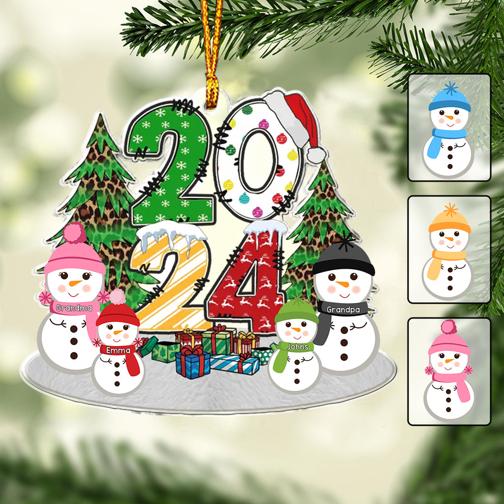 Adorable bonhomme de neige pour les petits-enfants - Ornement personnalisé pour grand-mère