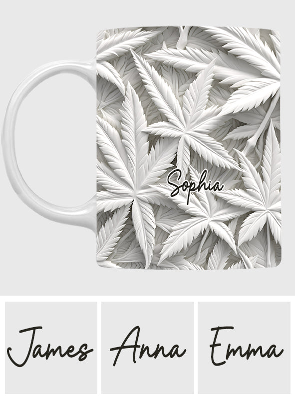 Feuilles blanches - Mug personnalisé sur le thème du cannabis