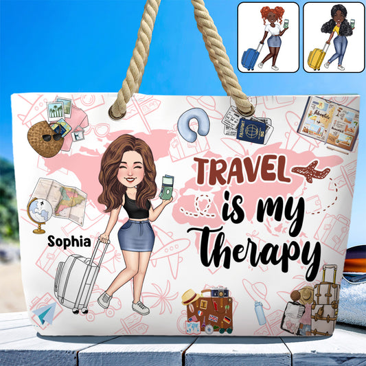 Travel Is My Therapy - Personalized Travelling Beach Bag