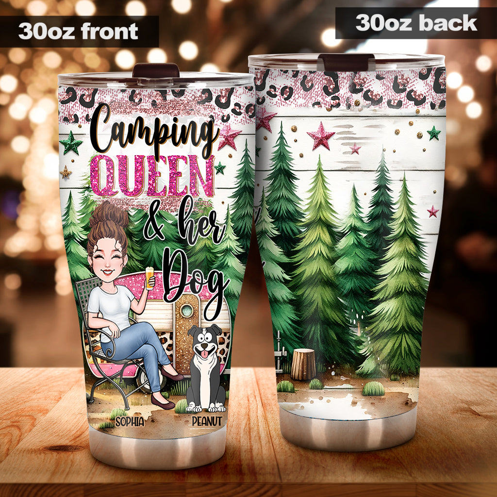 Glamping Queen & Her Dogs/ Cats... - Personalized Camping Tumbler