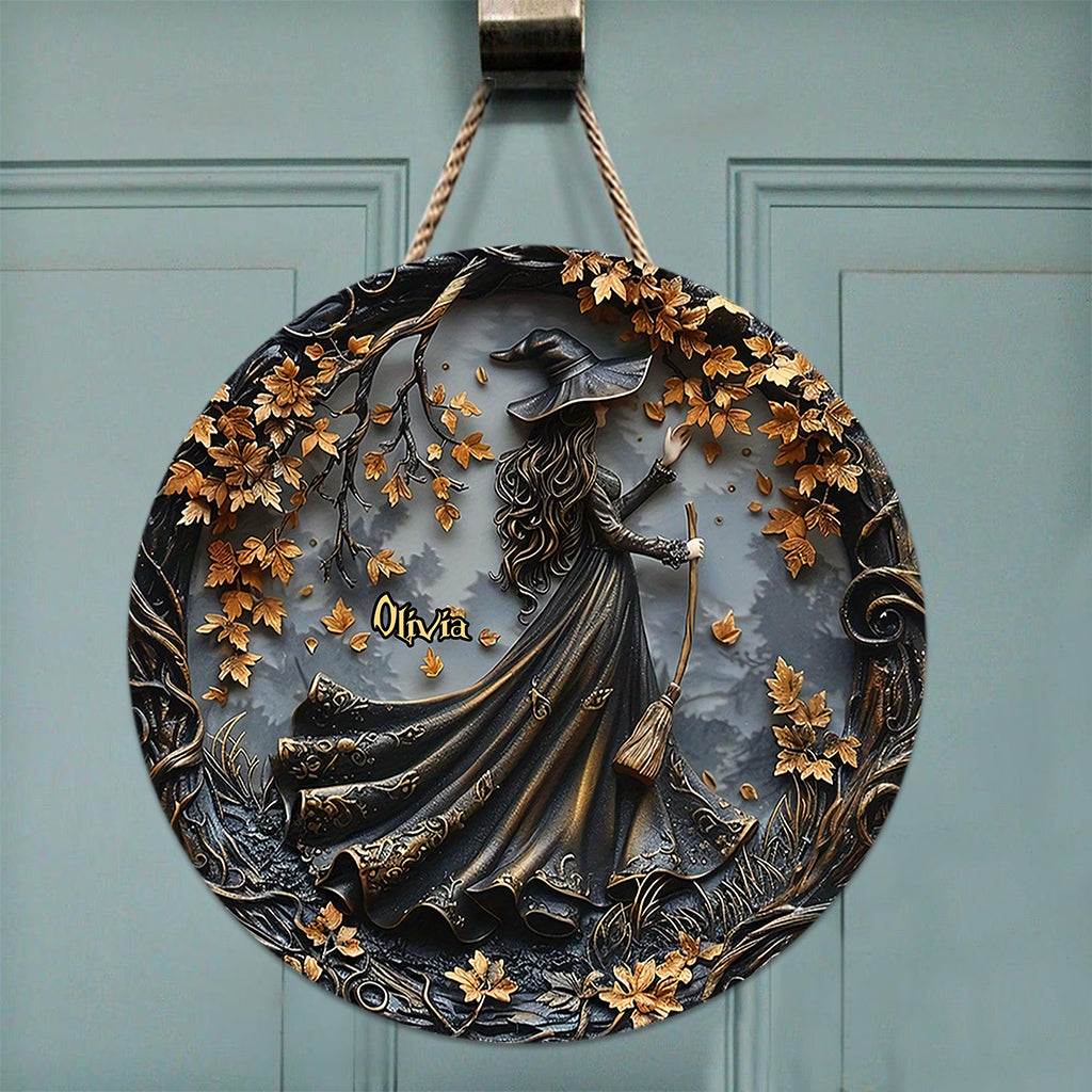 Beautiful Witch - Personalized Witch Round Wood Sign