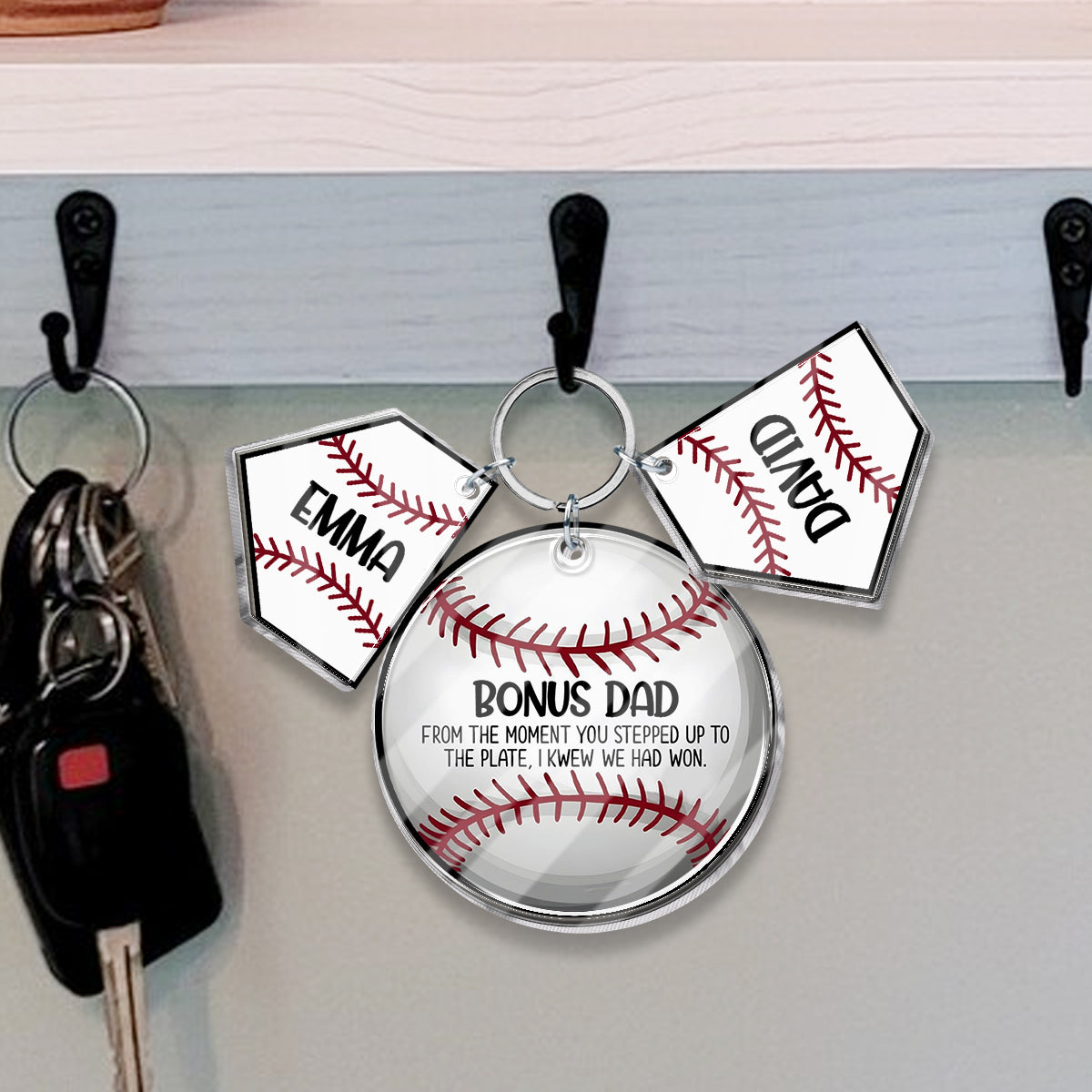 Bonus Dad - Personalized Father Keychain with Charms