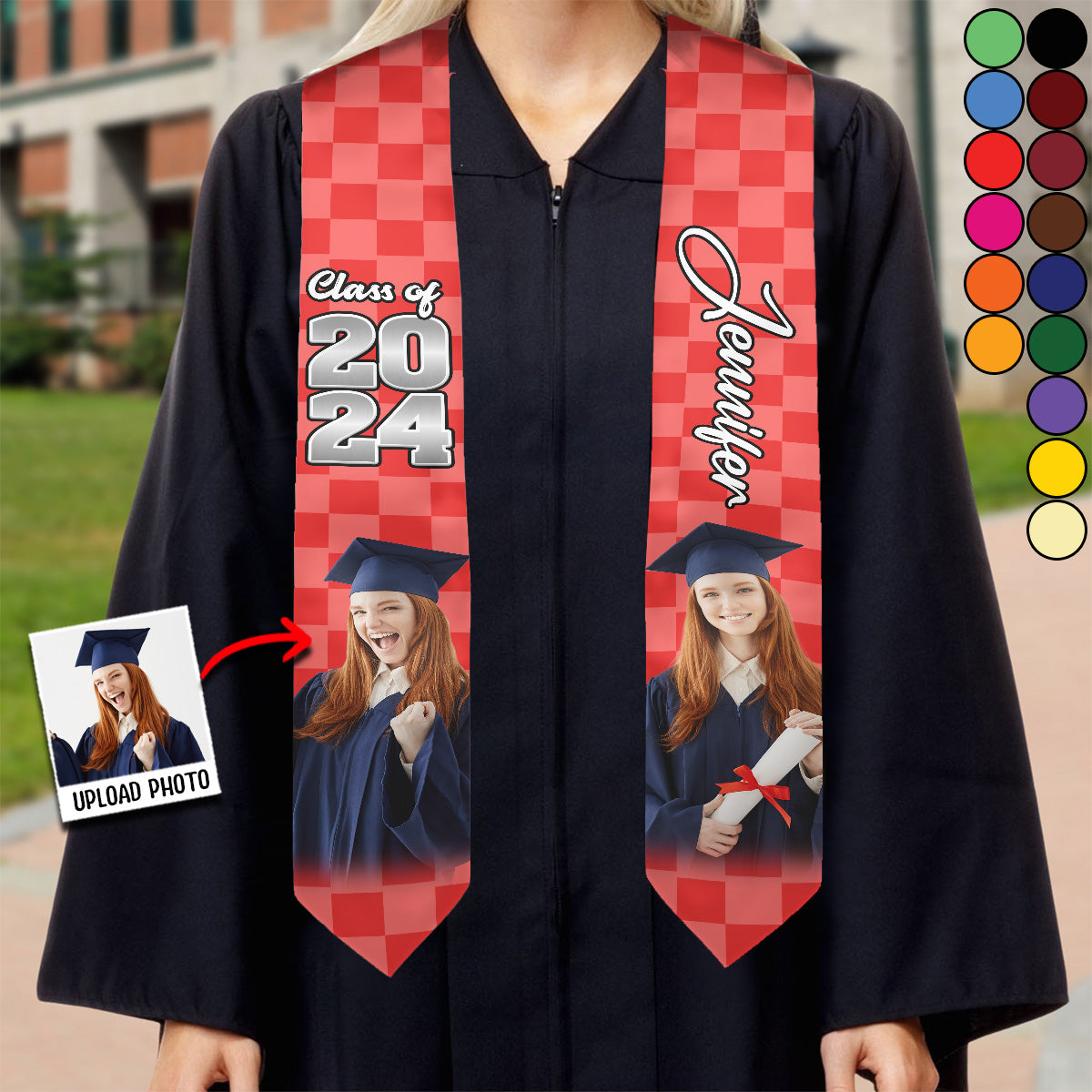 Photo Custom Graduation Stole Sash - Personalized Graduation Graduation Stole
