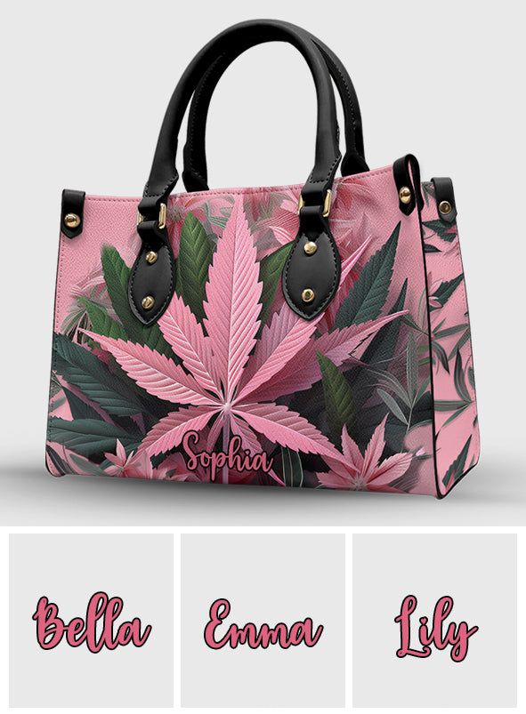 Pink Stoner Chick - Personalized Weed Leather Handbag