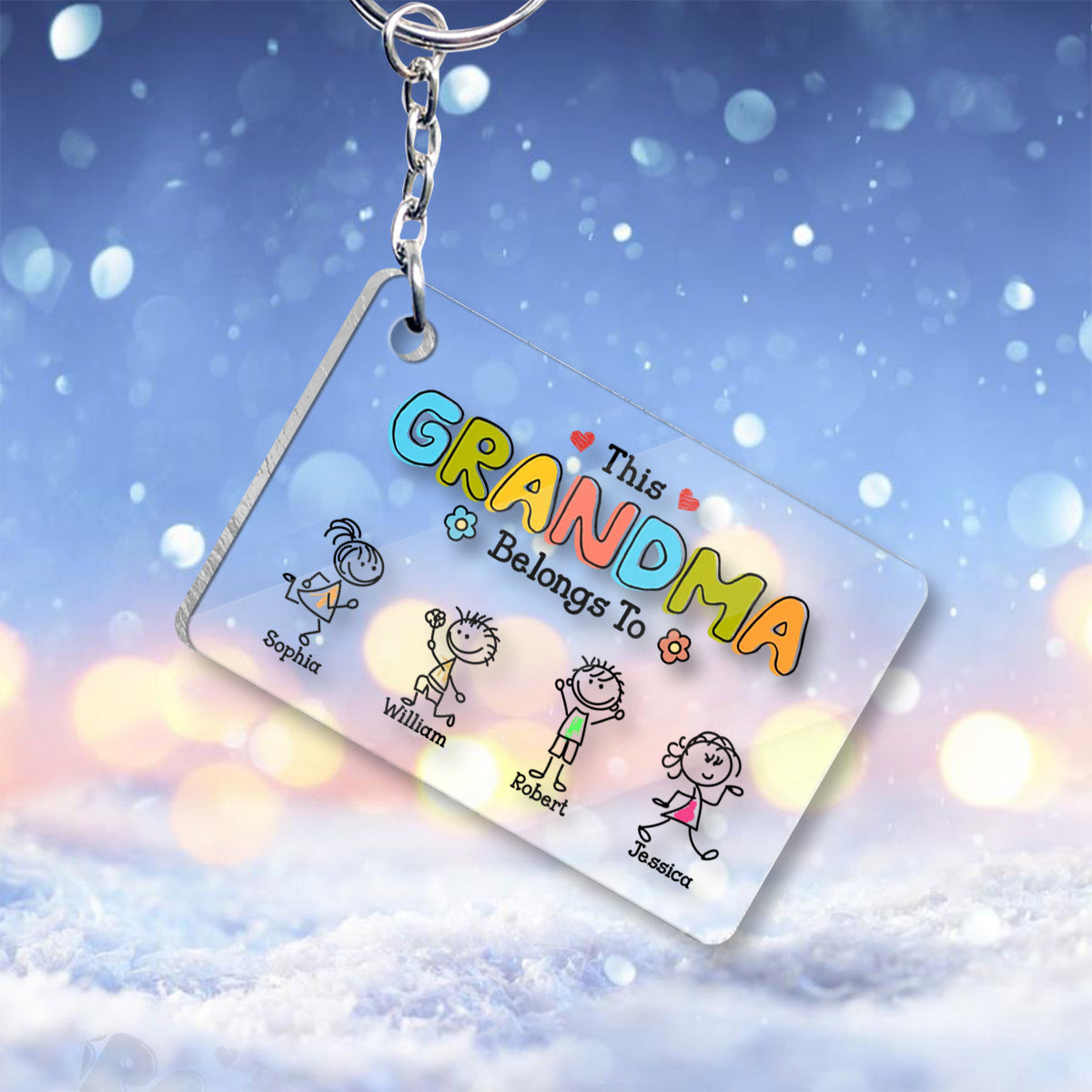 This Grandma Belongs To Drawing - Personalized Grandma Transparent Keychain