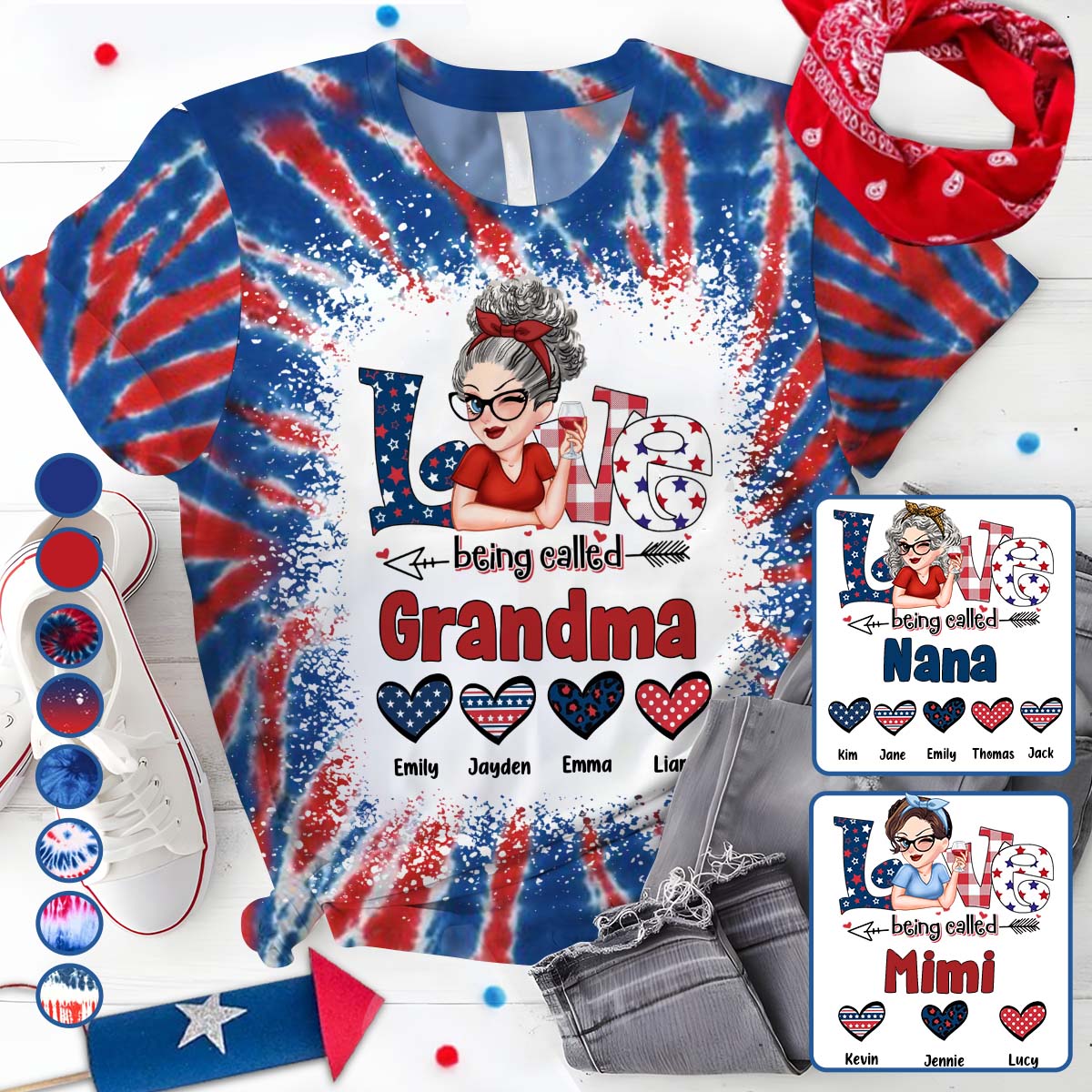 Love Being Called Grandma Independence Day - Personalized Grandma All Over Shirt