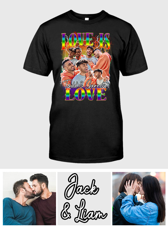 Love Is Love Bootleg Rainbow – Personalisiertes LGBT-Unterstützungs-T-Shirt und Hoodie