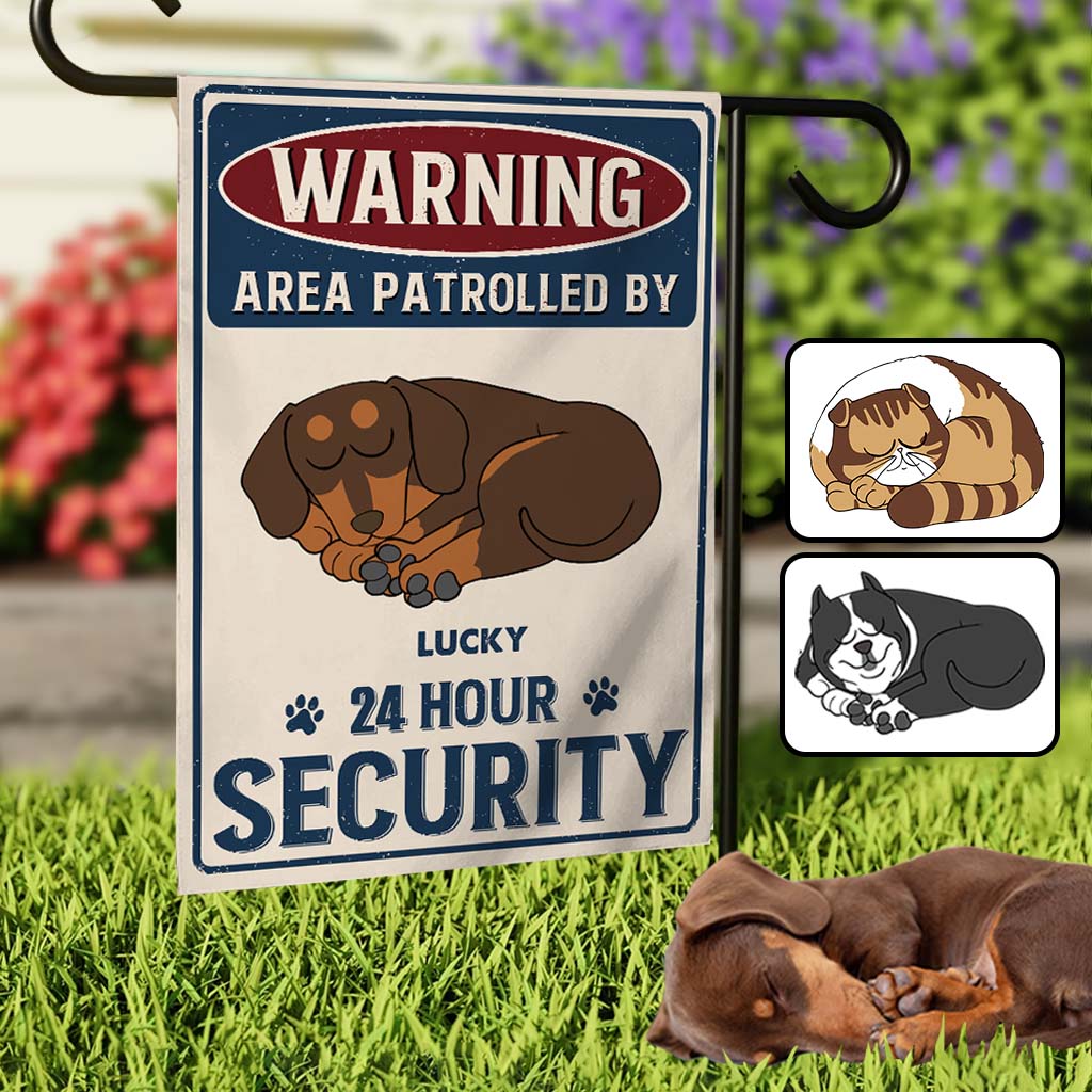 24 Hour Security - Personalized Dog Garden Flag