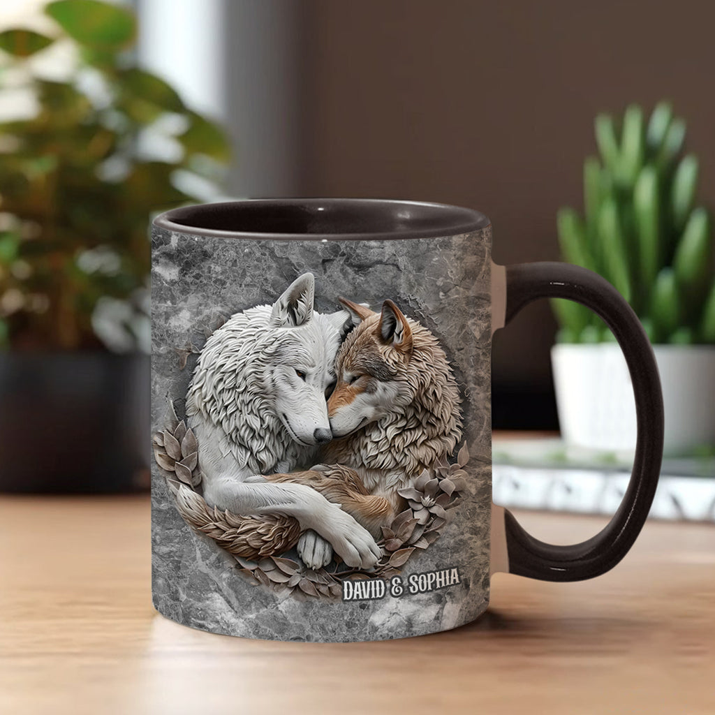 Wolfspaar – Personalisierte Tasse mit Wolfsmotiv