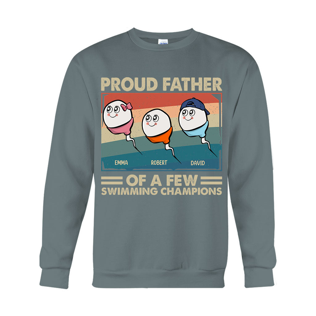 Proud Father Mother Of A Few Swimming Champions - Personalized Father T-shirt And Hoodie