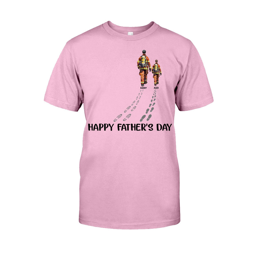 Happy Father's Day Firefighter Dad - Personalized Firefighter T-shirt And Hoodie