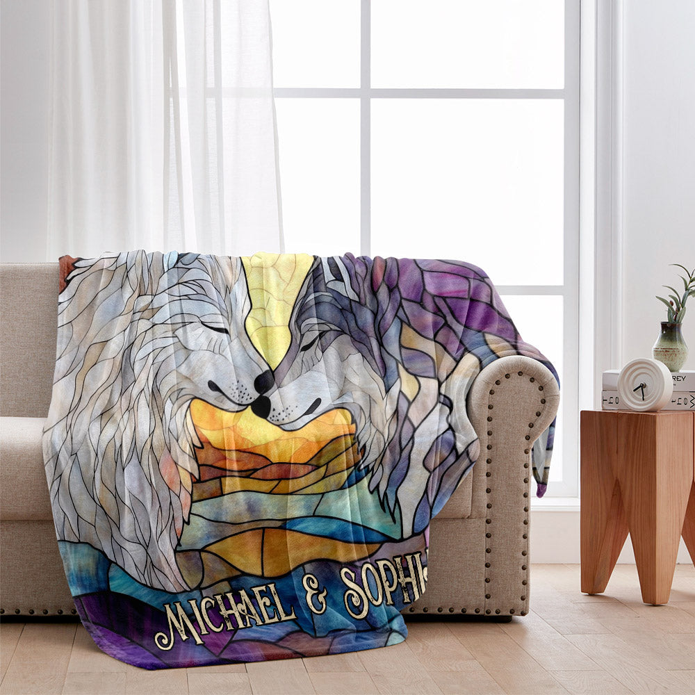 Wolf He Keeps Me Safe She Keeps Me Wild - Personalized Couple Blanket