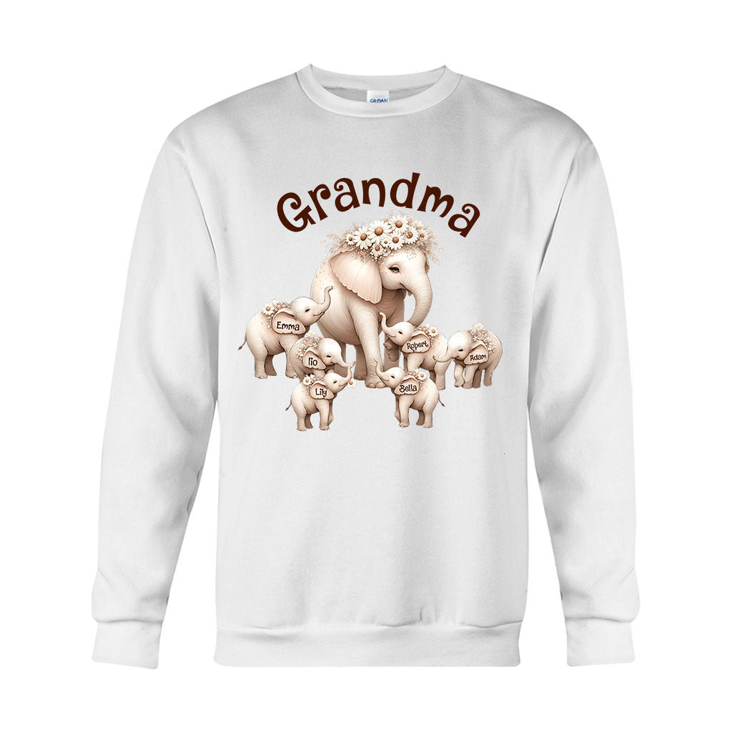 T-shirt et sweat à capuche personnalisés « Éléphant mignon » pour grand-mère