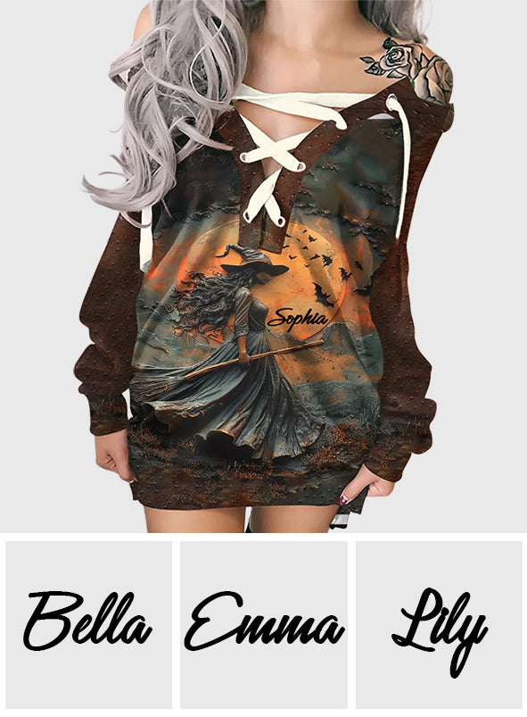 Beautiful Witch - Personalized Witch Off Shoulder Long Sleeve Dress