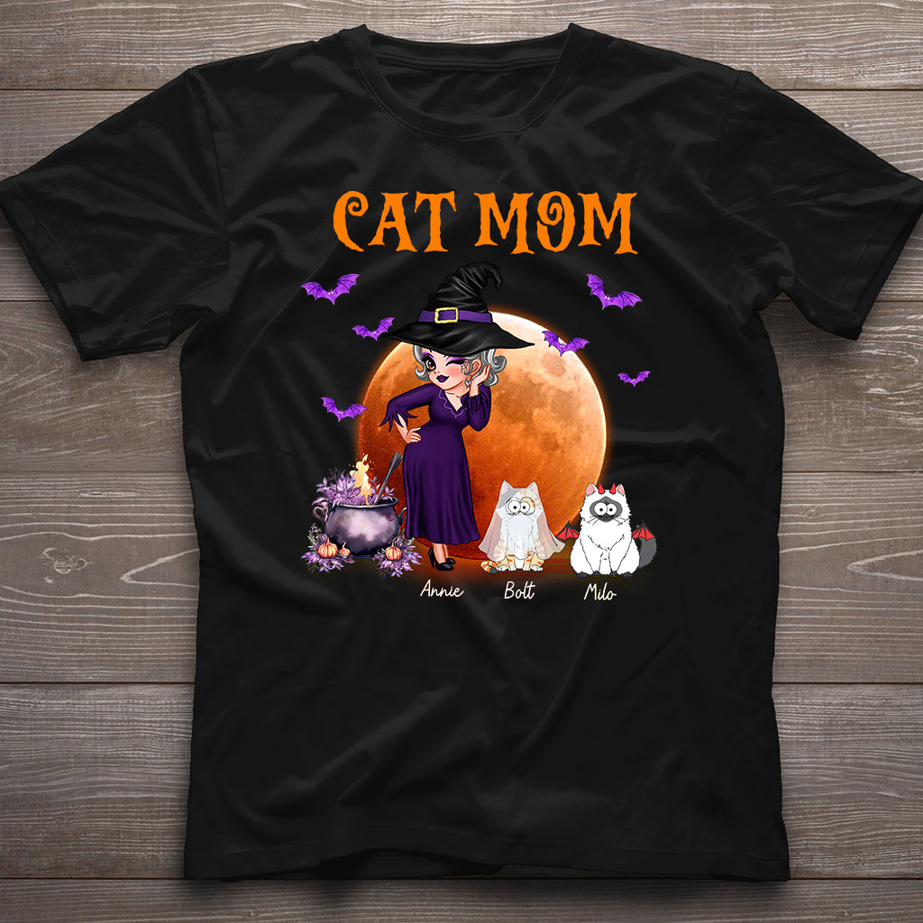 Cat Mom Witch Style - Personalized Cat T-shirt And Hoodie