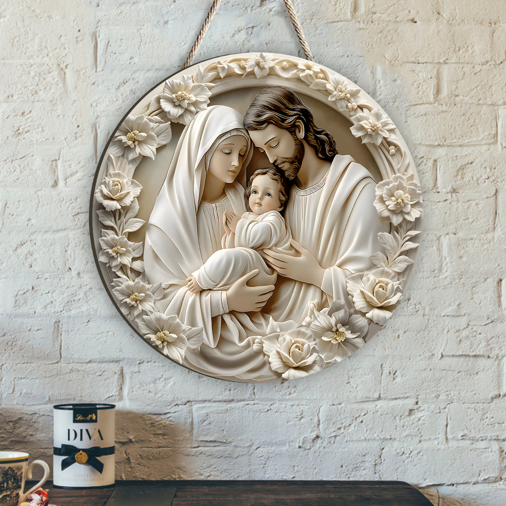 The Holy Family - Christian Custom Shaped Wood Sign