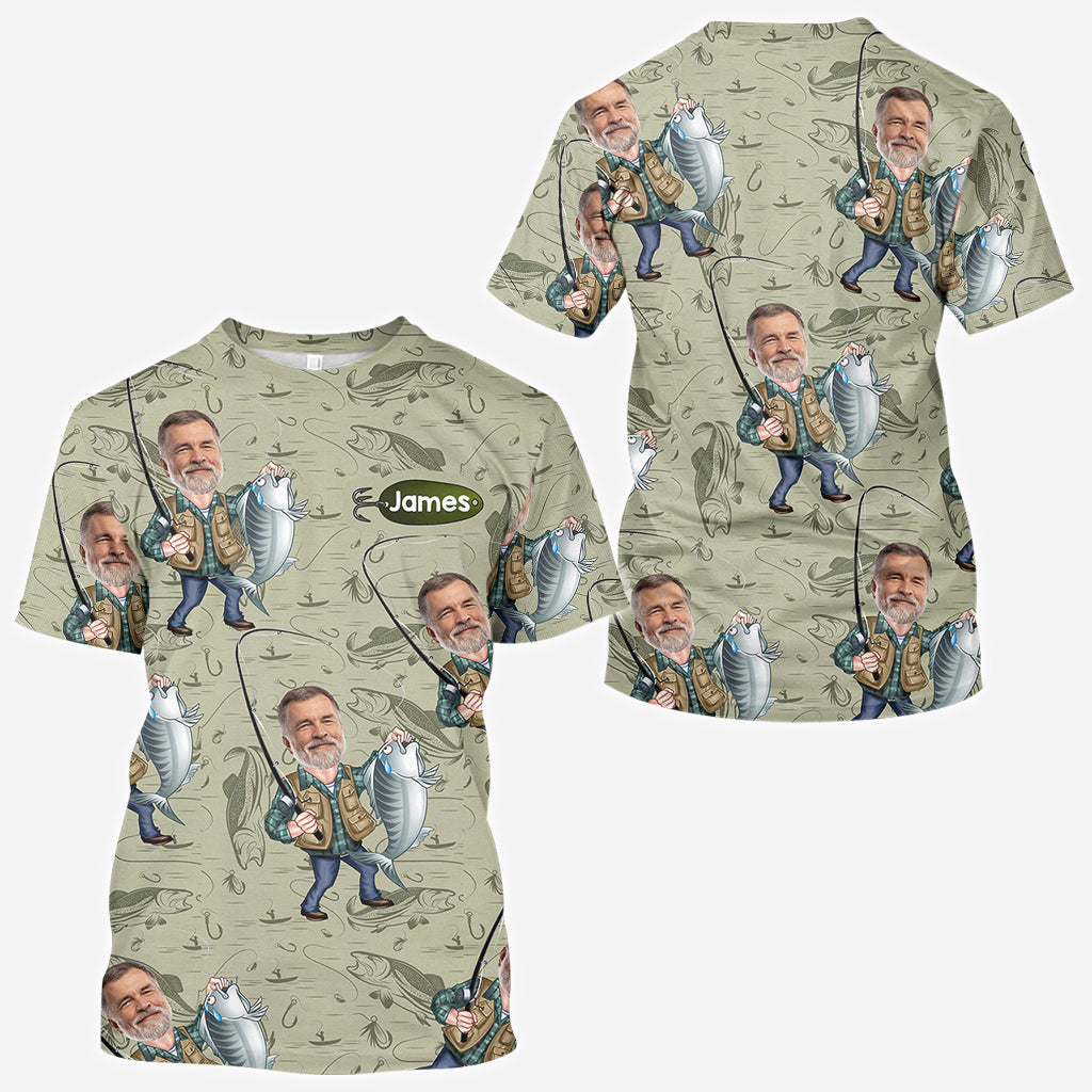 Funny Caricature Face - Personalized Fishing All Over Shirt