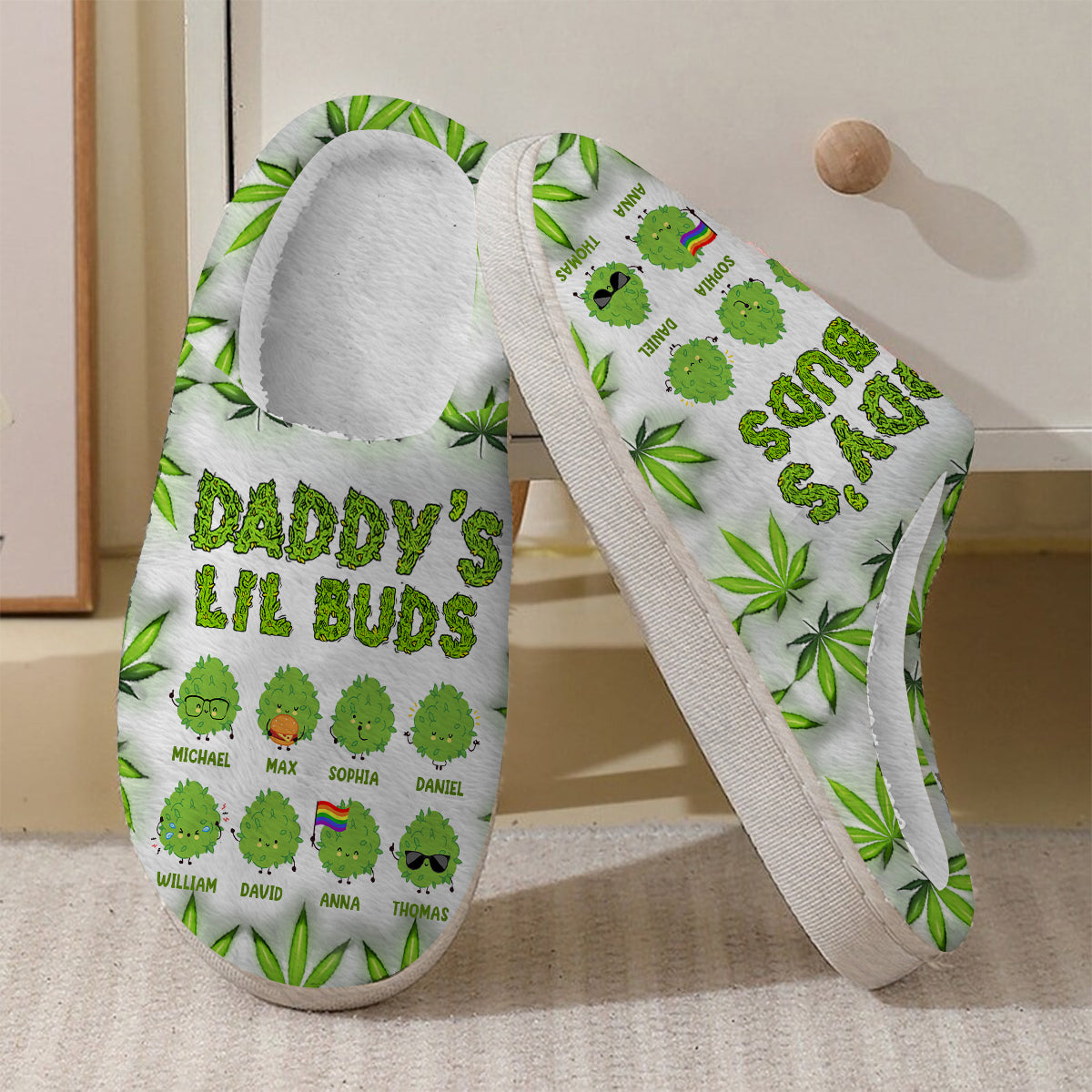 Daddy's Lil Buds Any Title - Personalized Weed Slippers