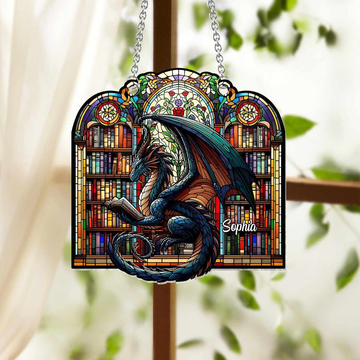 Fiction Reader - Personalized Book Window Hanging Suncatcher Ornament