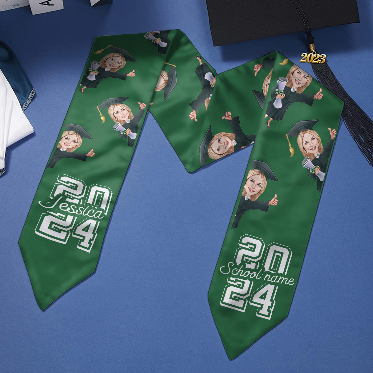 Caricature Funny Character - Personalized Graduation Graduation Stole