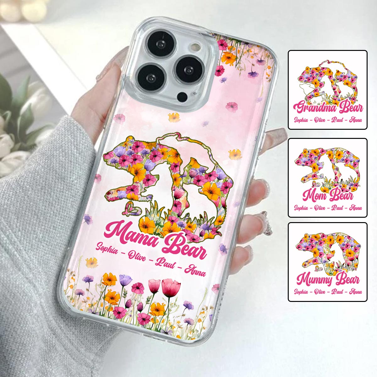 Mama Bear - Personalized Mother Clear Phone Case