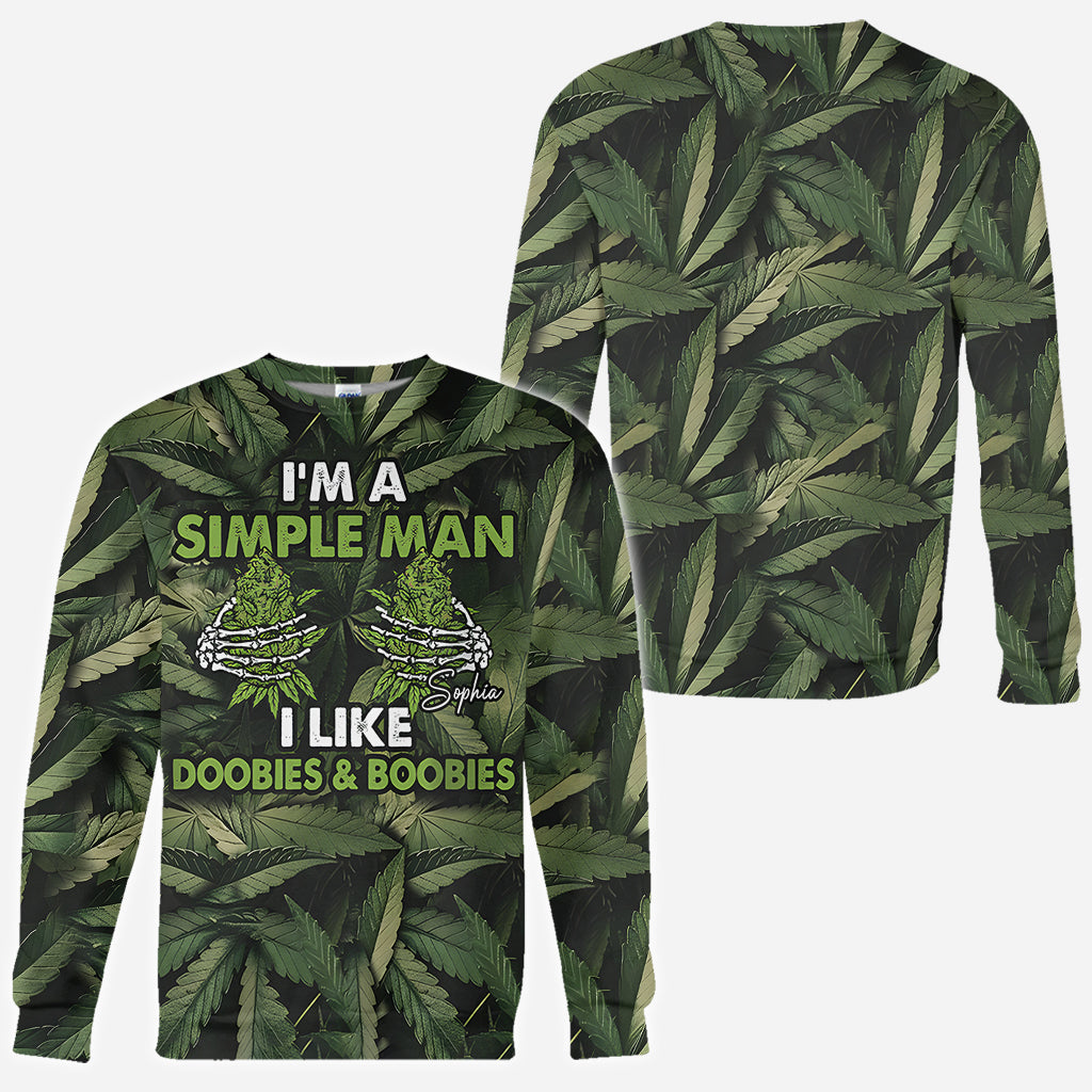 I'm A Simple Man I Like Doobies & Boobies - Personalized Weed All Over Shirt
