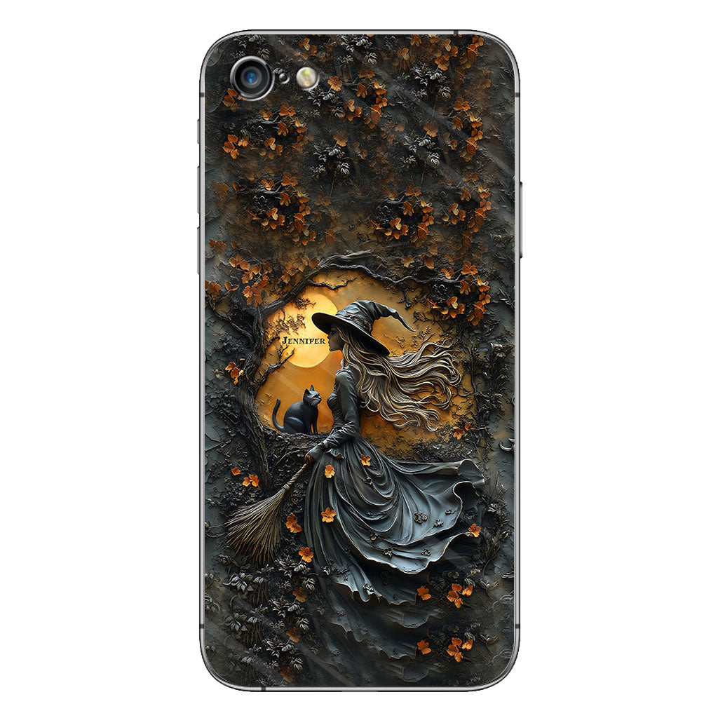 Beautiful Witch & Her Black Cat - Personalized Witch Phone Case