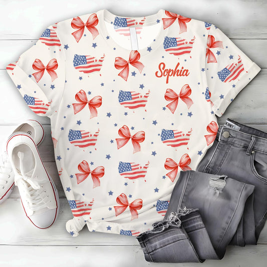 Coquette American Girl - Personalized Independence Day/ 4th of July All Over Shirt