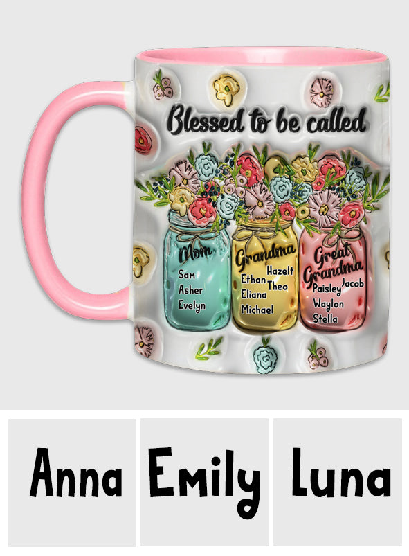 Blessed To Be Called - Personalized Grandma Accent Mug