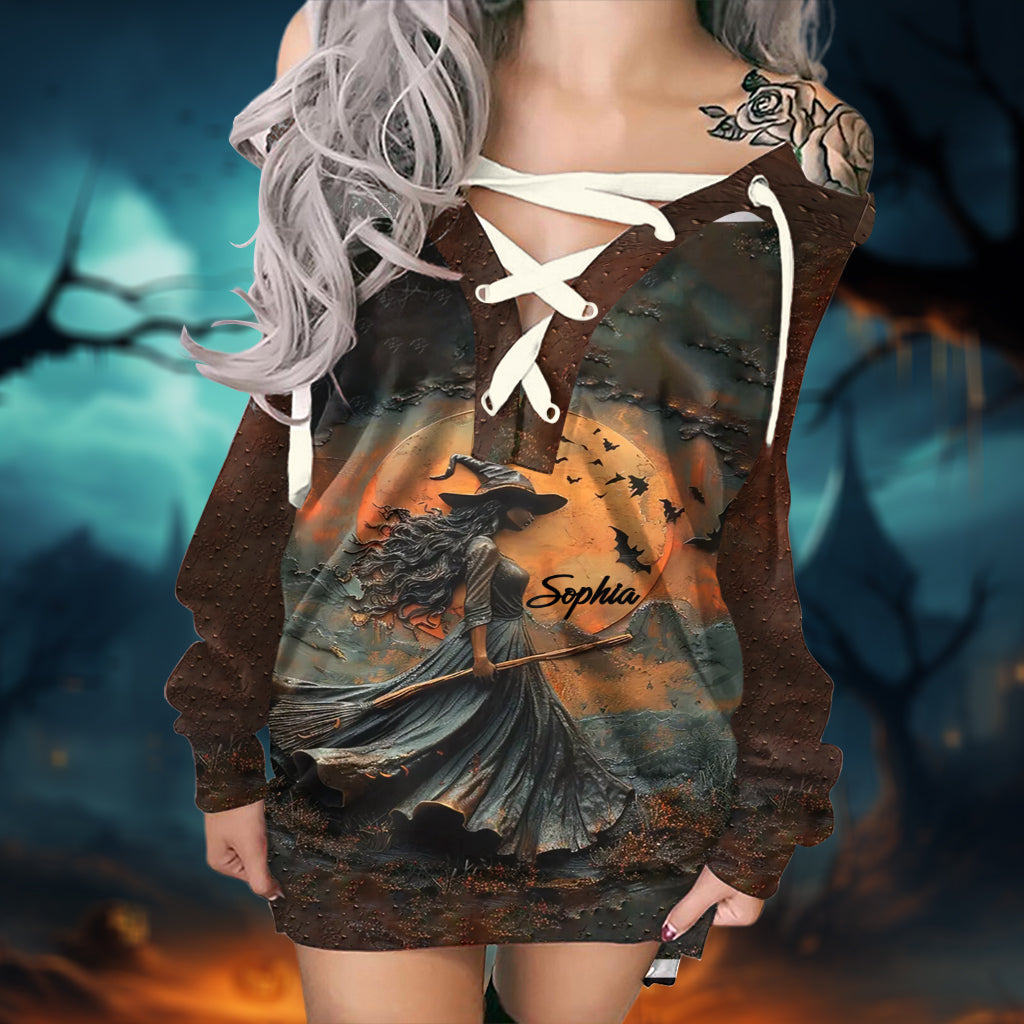 Beautiful Witch - Personalized Witch Off Shoulder Long Sleeve Dress