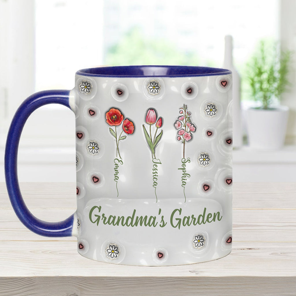 Birth Month Flowers Grandma's Garden - Personalized Grandma Accent Mug