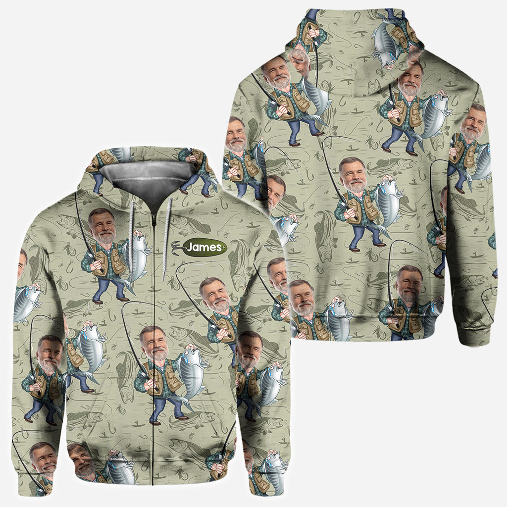 Funny Caricature Face - Personalized Fishing All Over Shirt