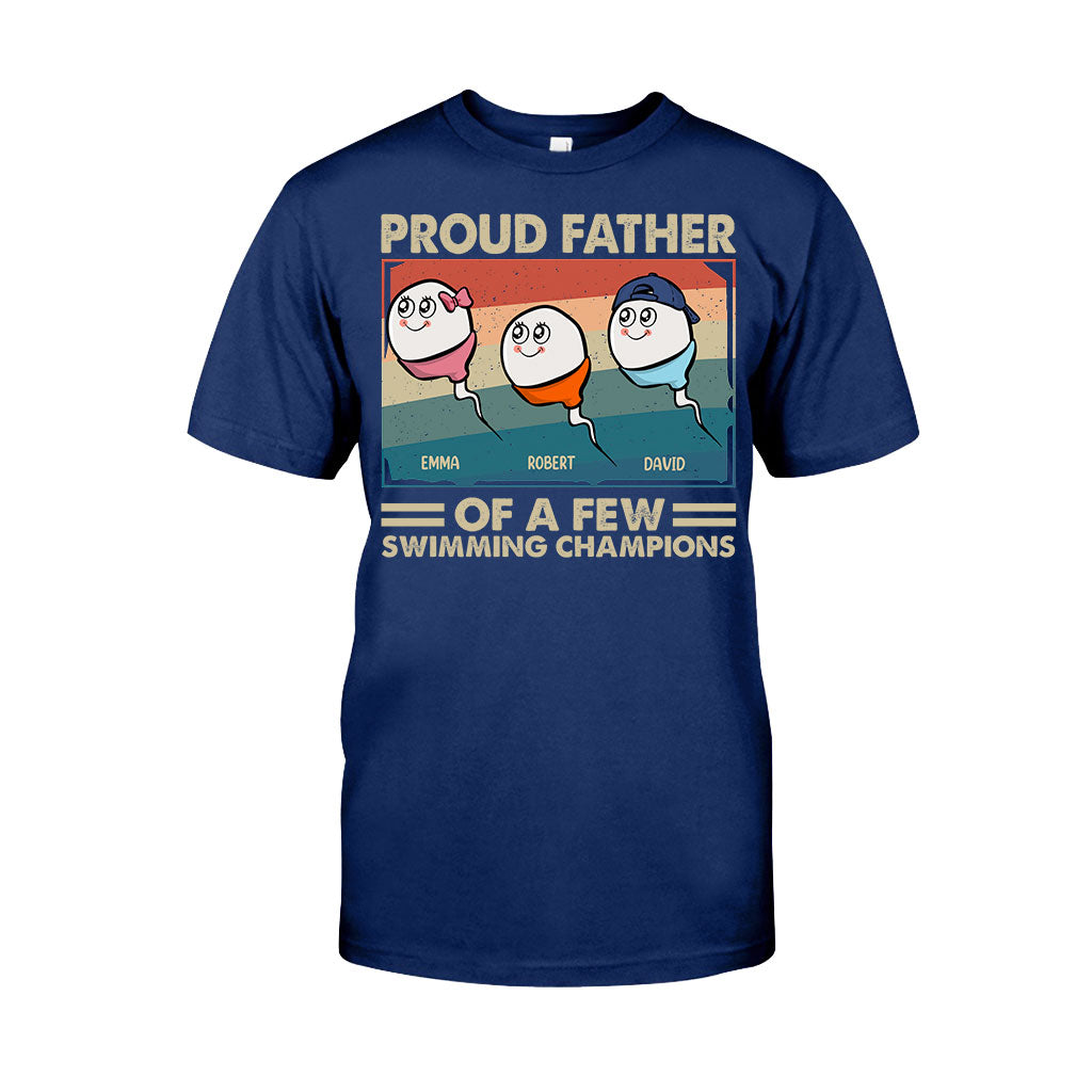 Proud Father Mother Of A Few Swimming Champions - Personalized Father T-shirt And Hoodie
