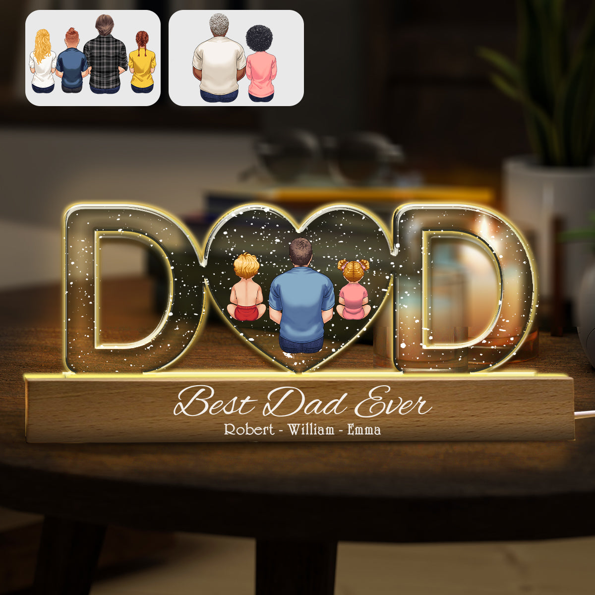 Best Dad Ever - Personalized Father Custom LED Night Light