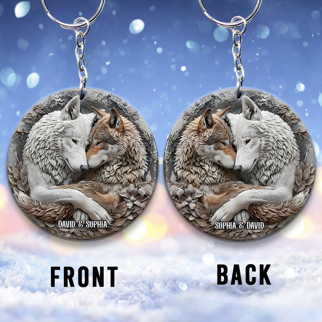 Wolf Couple - Personalized Wolf Keychain