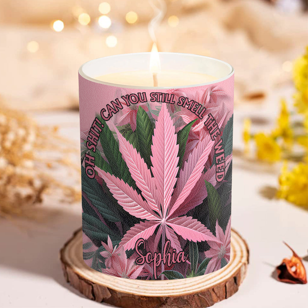 Pink In My Area - Personalized Weed Candle With Wooden Lid