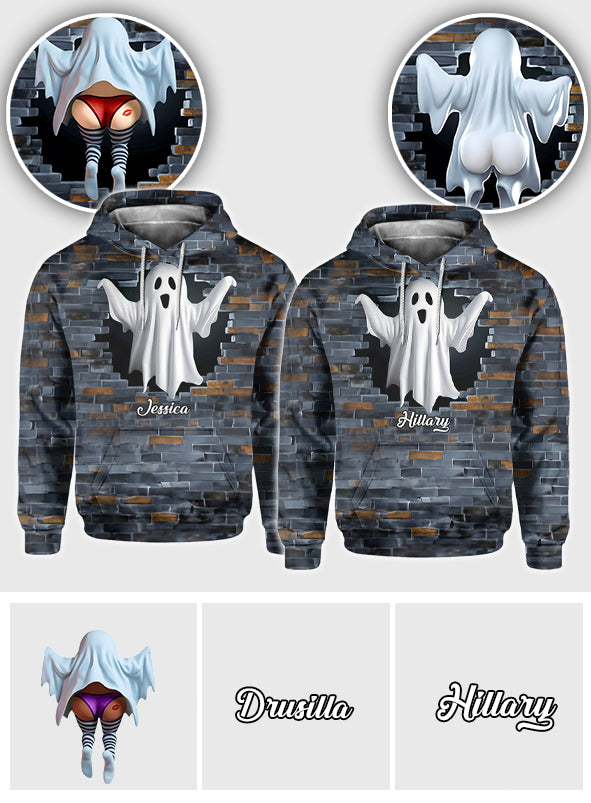 Funny Ghost Couple - Personalized Couple All Over Shirt