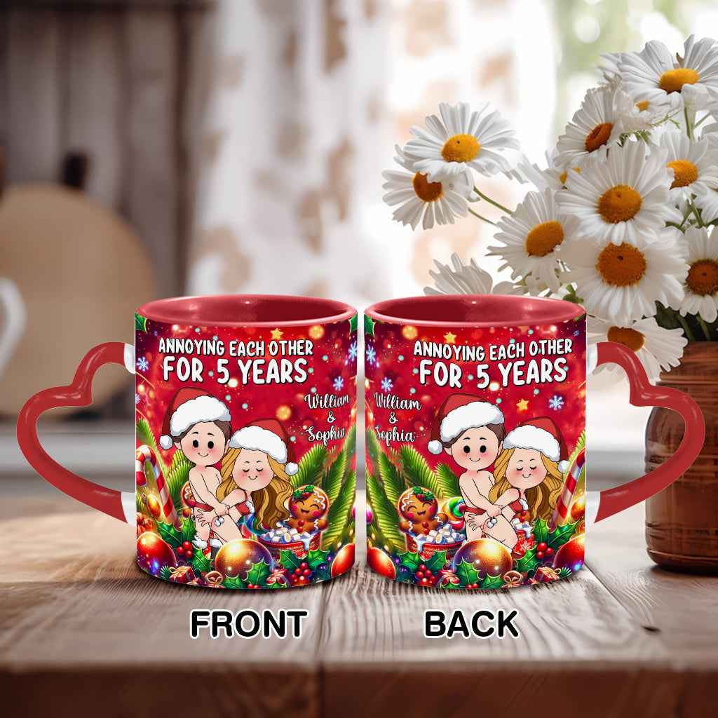 Annoying Each Other - Personalized Couple Heart Handle Mug