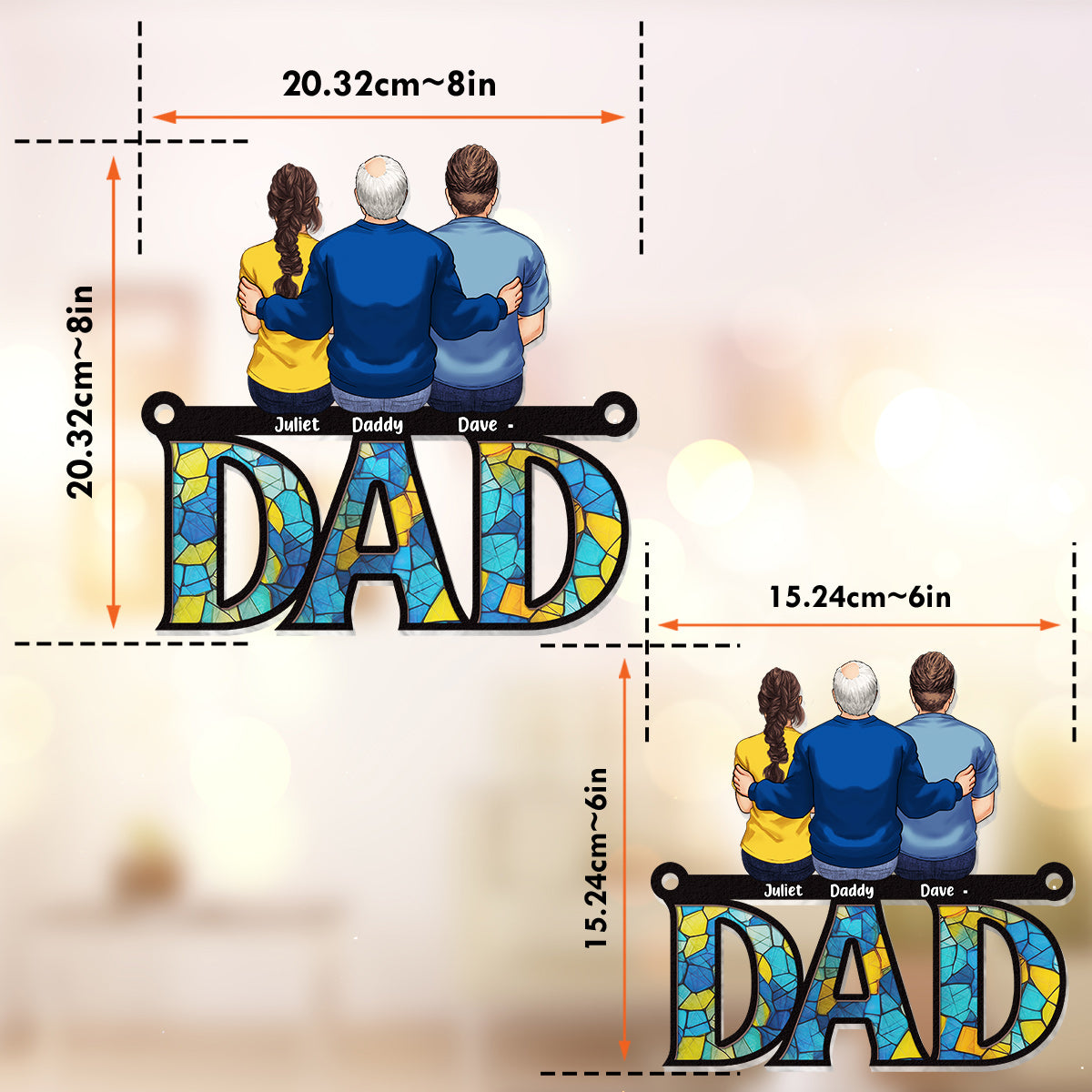Father And Children - Personalized Father Window Hanging Suncatcher Ornament