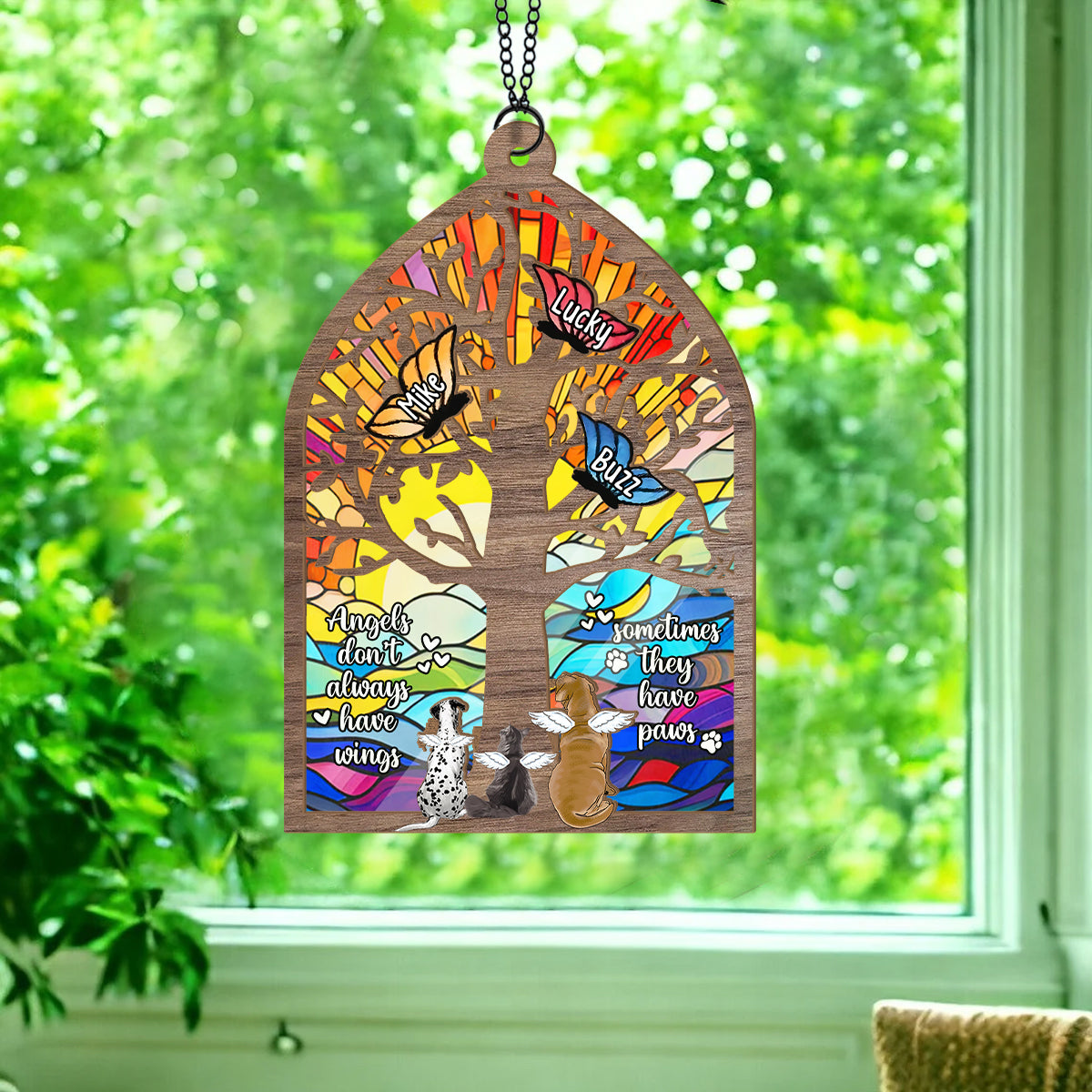 Once By My Side Forever In My Heart - Personalized Dog 2 Layered Window Hanging Suncatcher